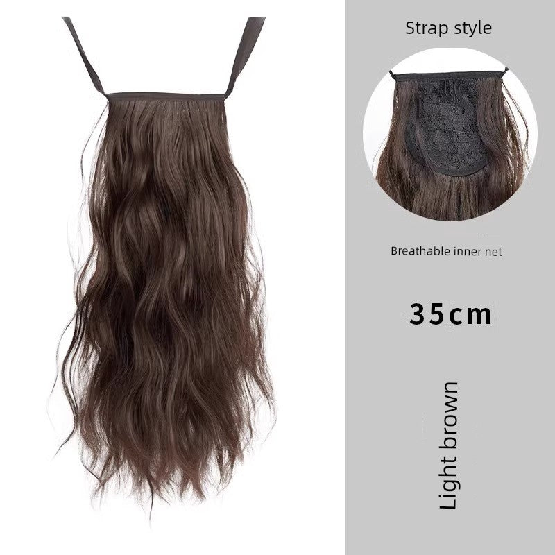 Internet Celebrity Wig Ponytail Women Grip Korean style Pear Flower Curly Hair Natural Simulation Hair Seamless High Ponytail Twist Fake Braid