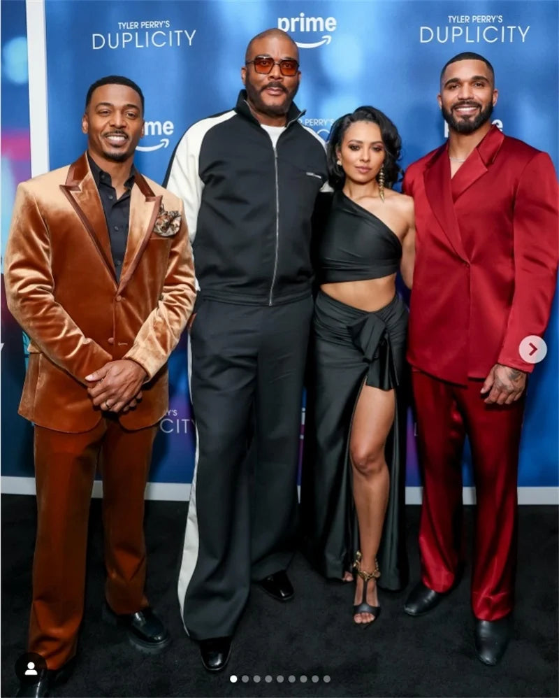 Red Satin Men Suits Set 2 Pcs Blazer+Pants Trousers Customized Wedding Tuxedos Formal Office Business Elegant Spring Jacket Coat