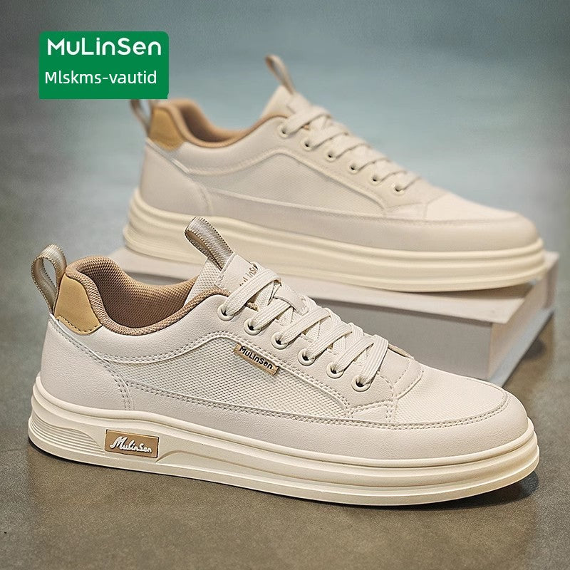 Mlskms-Vautid Men's Shoes Autumn and Winter Sports Casual Borad Shoes Male Leather Work Men's White Shoes Low Ankle Soft Bottom Stylish Shoes