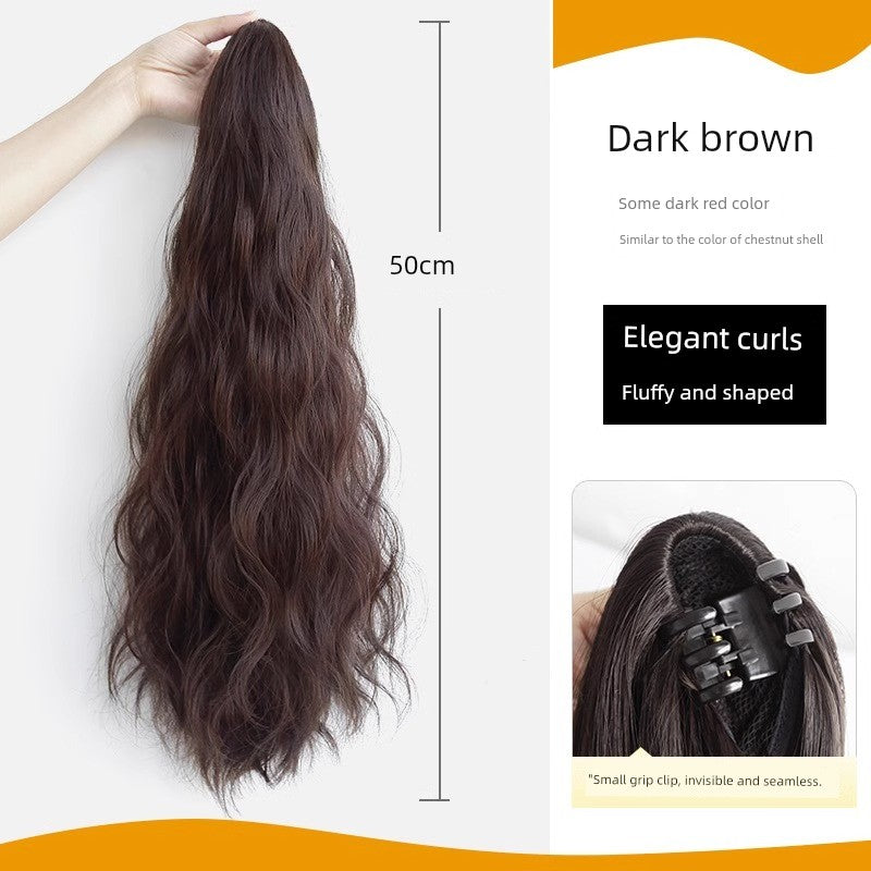 Internet Celebrity Wig Ponytail Women Grip Korean style Pear Flower Curly Hair Natural Simulation Hair Seamless High Ponytail Twist Fake Braid