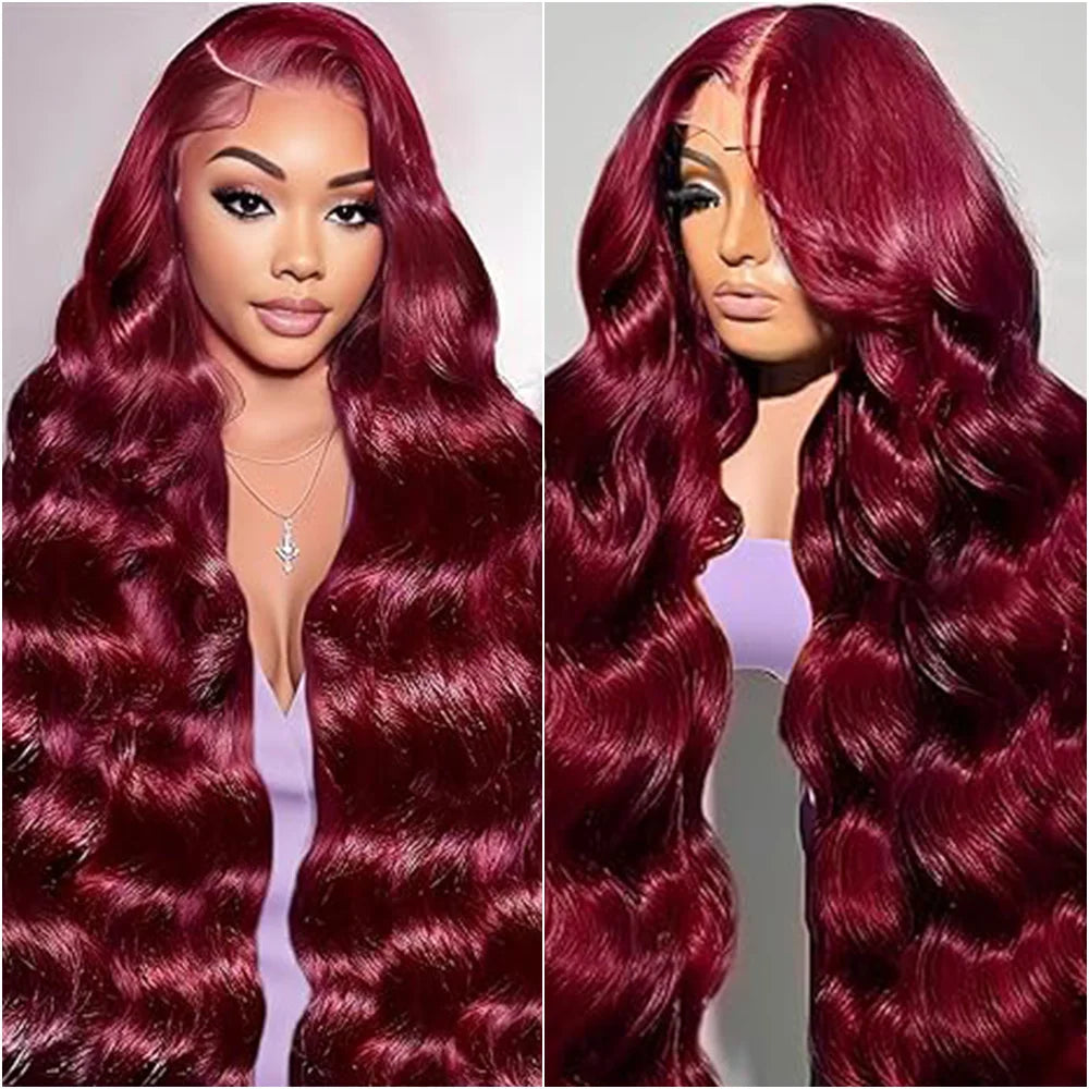 200 Density Burgundy 13x6 HD Lace Frontal 100% Human Hair Wig 99j Body Wave 13x4 Lace Front Wigs Human Hair Brazilian Lace Wigs