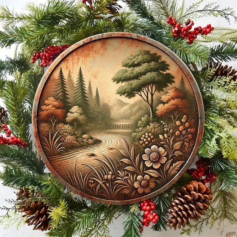 1pc Whimsy Woods Metal Wall Art, 7.8"x7.8" Colorful Forest Decor, Durable and Easy to Maintain for Home and Garden