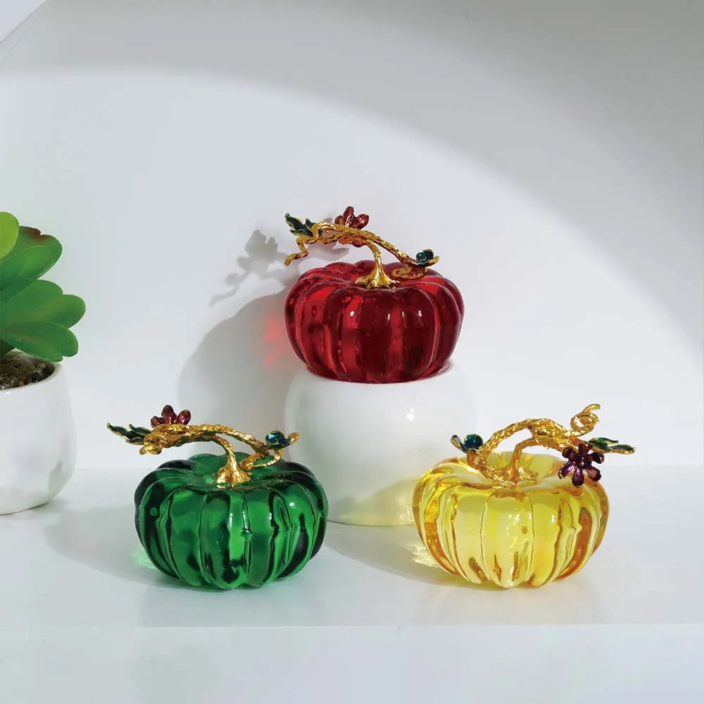 1pc Crystal Glass Pumpkin Collectible Figurine, Pumpkin Decor for Fall Harvest Halloween Thanksgiving Table Decoration