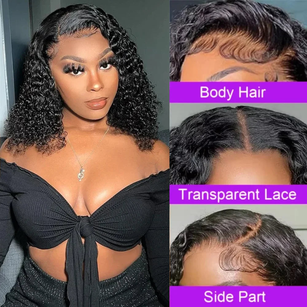 Curly Bob Pre Plucked Brazilian Human Wig 13x4 13x6 5x5 HD Lace Frontal Deep Wave Natural Short Bob Black Hair For Women Wigs