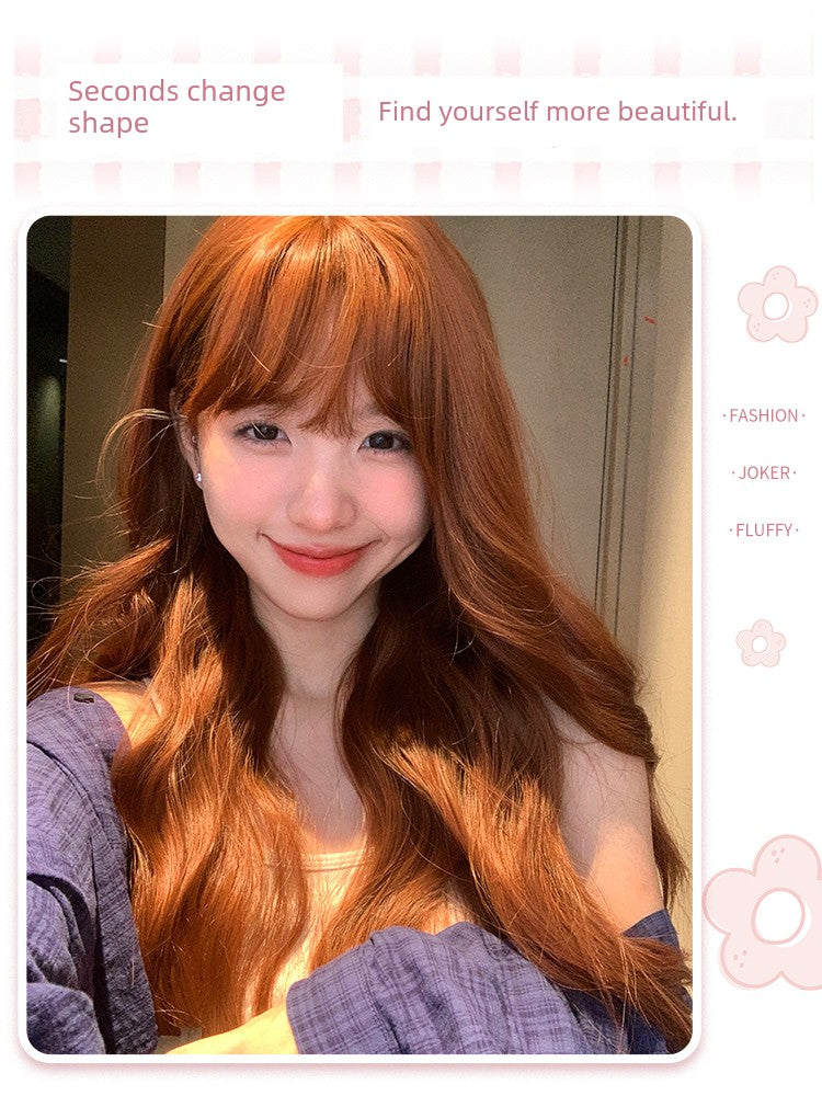 Manzhen Wig Female Hair Curly Long Hair Daily Internet Hot New Nature Realistic White Cute Bangs Full-Head Wig