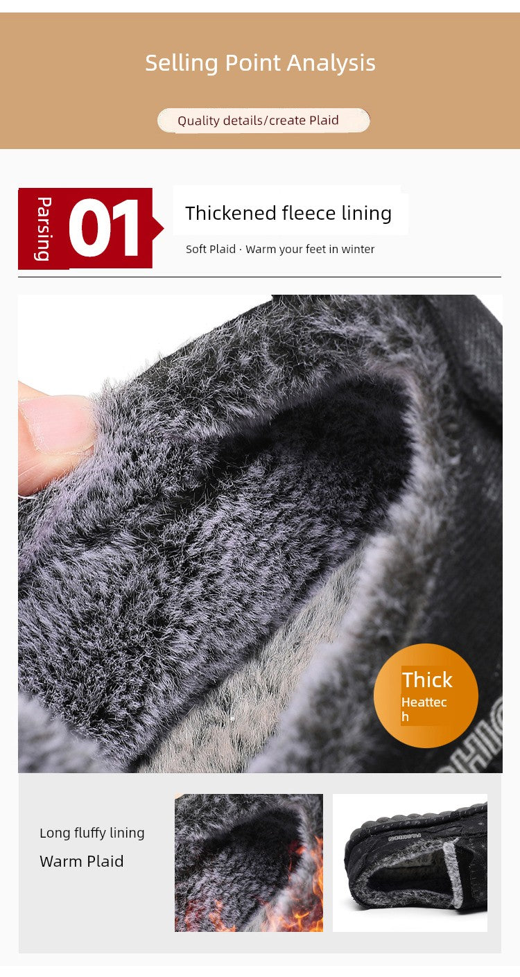 Winter Men's Shoes Old Beijing Cloth Shoes Men's Cotton Shoes Fleece-lined Heattech Comfortable Dad Shoes Soft Bottom Non Slip Men Casual Shoes