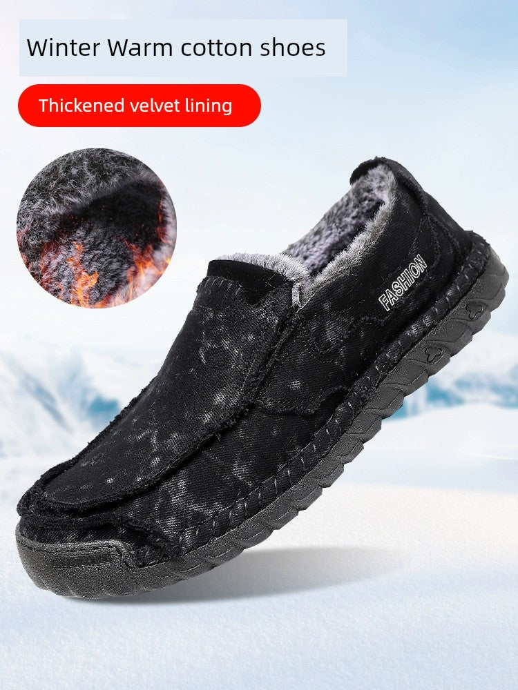 Winter Men's Shoes Old Beijing Cloth Shoes Men's Cotton Shoes Fleece-lined Heattech Comfortable Dad Shoes Soft Bottom Non Slip Men Casual Shoes
