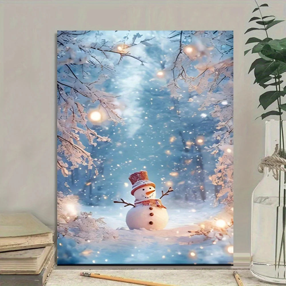 Charming Snowman Winter Scene Canvas Art Framed Wall Decor for Living Room Bedroom and Bathroom Perfect Christmas Home Accents