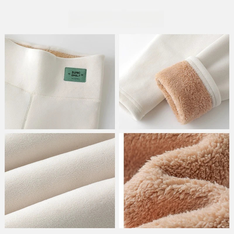 Plus Size Fleece Lined Leggings Women High Waisted Tights for Cold Winter Thermal Outdoor Wear Thick Ribbed Fashion Leggings - Heavenly shershelle