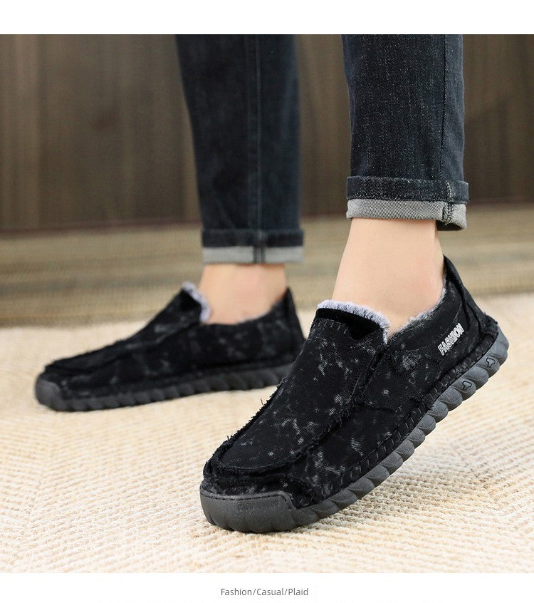 Winter Men's Shoes Old Beijing Cloth Shoes Men's Cotton Shoes Fleece-lined Heattech Comfortable Dad Shoes Soft Bottom Non Slip Men Casual Shoes