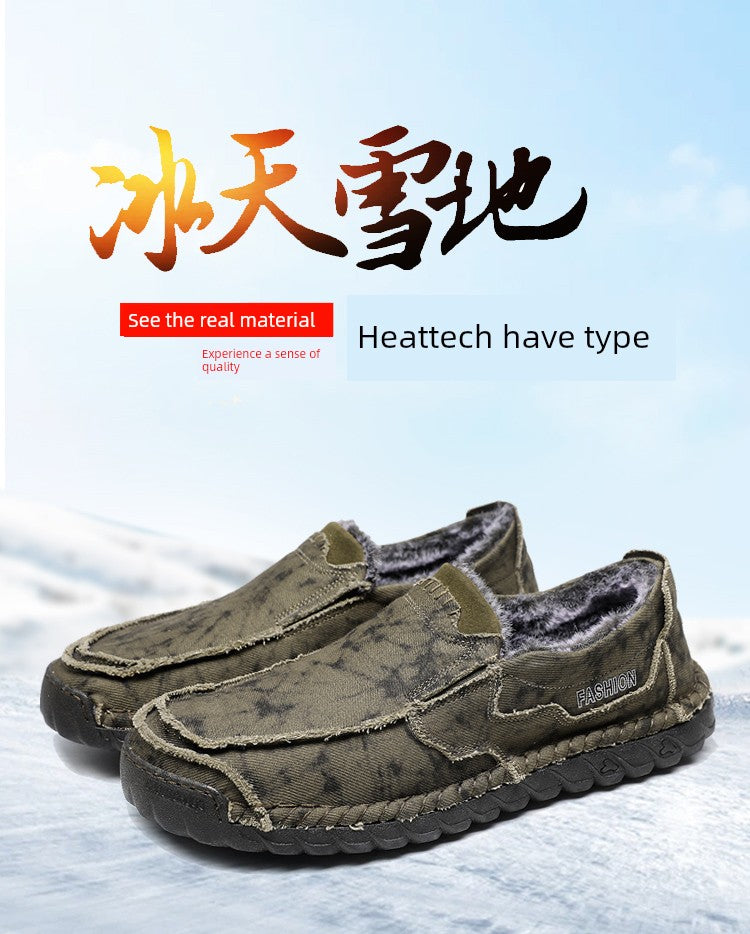 Winter Men's Shoes Old Beijing Cloth Shoes Men's Cotton Shoes Fleece-lined Heattech Comfortable Dad Shoes Soft Bottom Non Slip Men Casual Shoes
