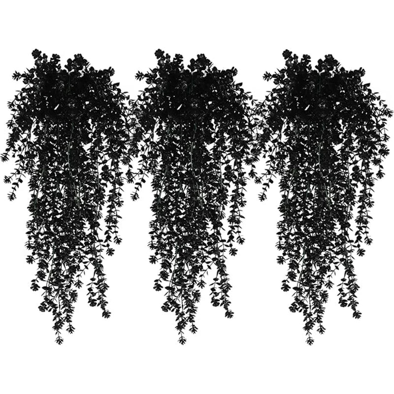1/2/3Pcs Artificial Eucalyptus Plant 70CM Fake Plant Hanging Black  Vine for Home Decor Outdoor Halloween Thanksgiving Ornament