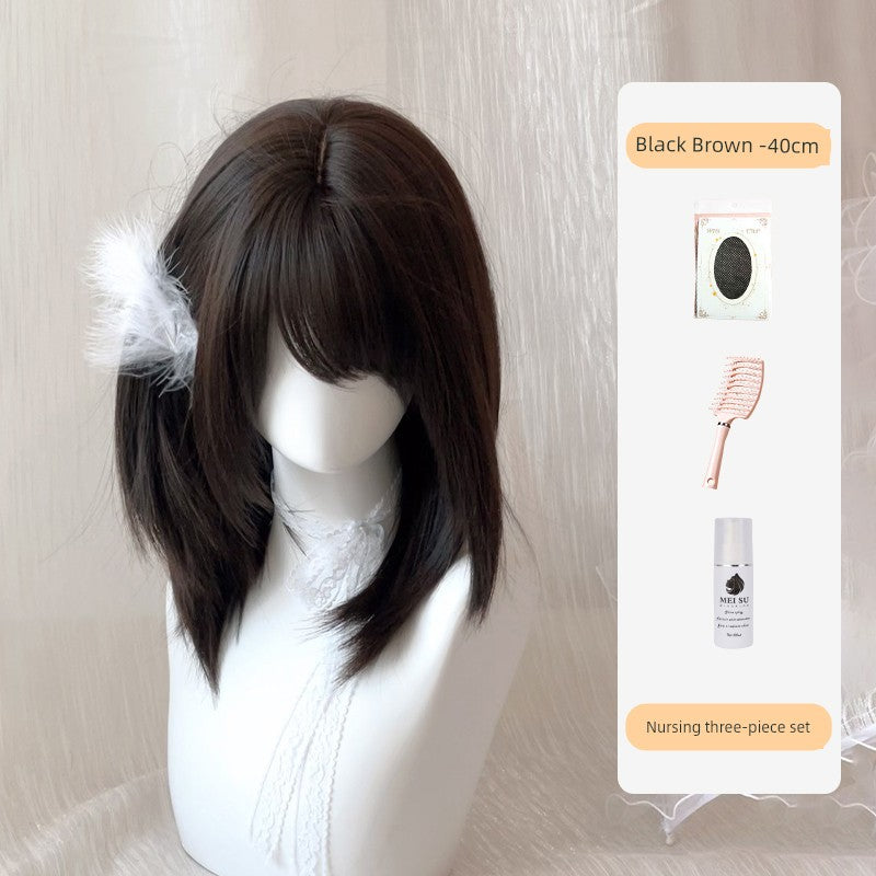 [Riman Lady] There Is a Village Frame Pure Wig Female High Level Two-Dimensional Japanese Style Long Straight Hair Artificial Hair Full-Head Wig - Heavenly shershelle