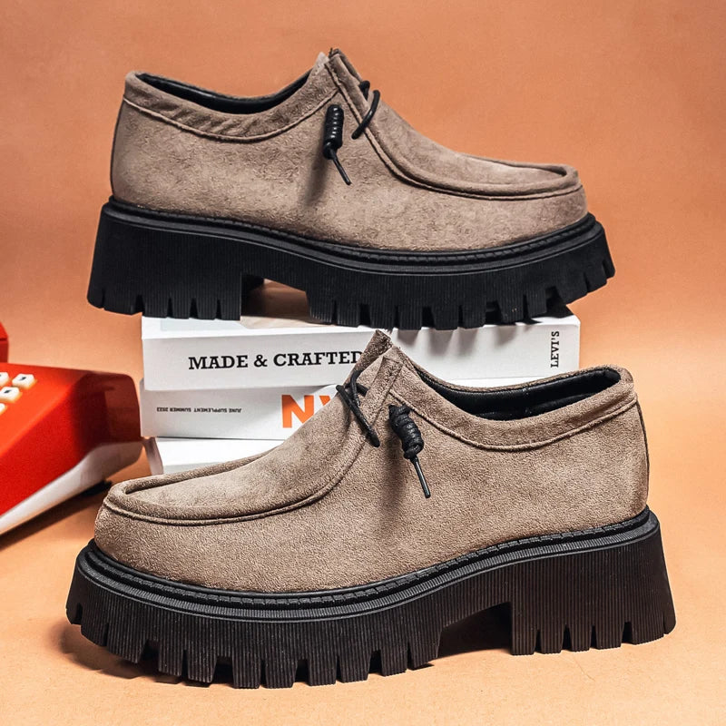 Men's Shoes 2025 Autumn New Style High-heel Thick-soled Loafers, Durable and Retro Casual Shoes, Everyday Street Trend Sneakers