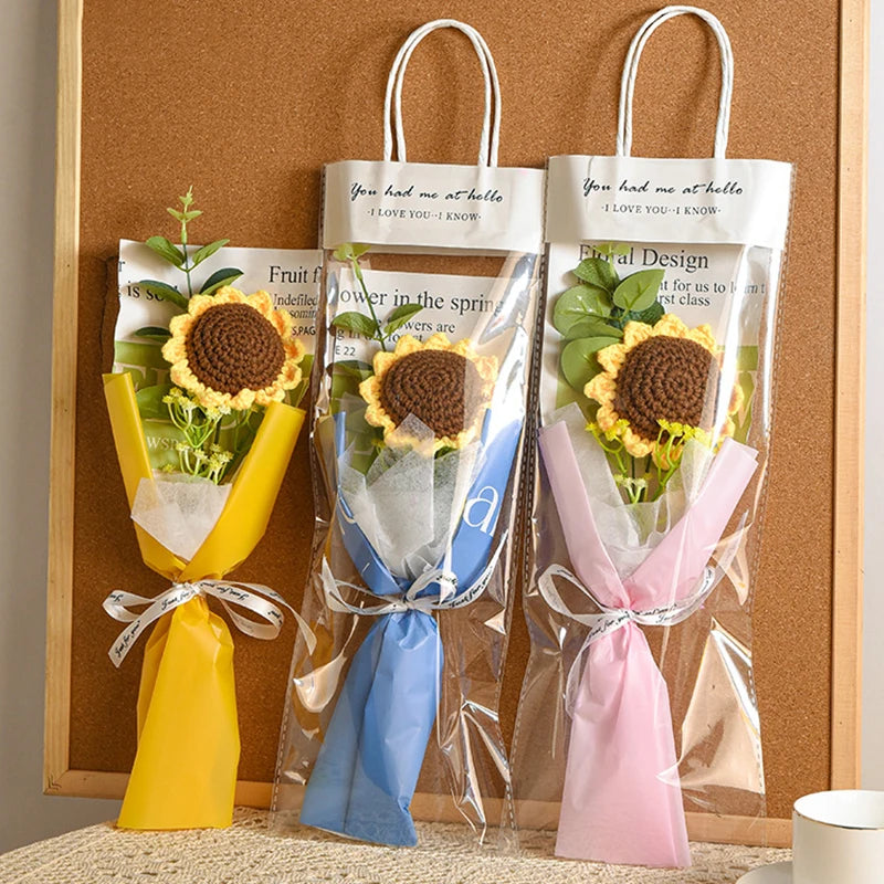 Crochet Flowers Bouquet Rose Hand-Knitted Graduation Flowers Bouquet Wedding Party Decoration Birthday Graduation Gifts - Heavenly shershelle