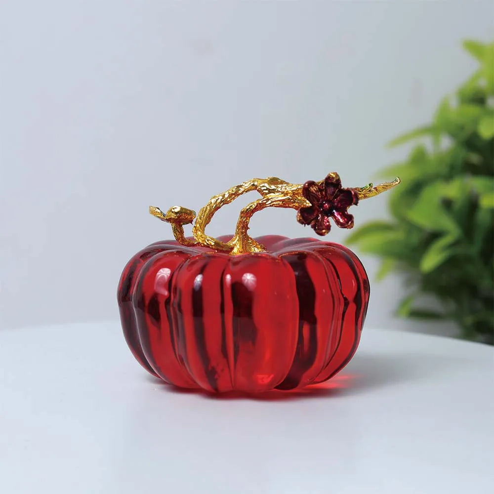 1pc Crystal Glass Pumpkin Collectible Figurine, Pumpkin Decor for Fall Harvest Halloween Thanksgiving Table Decoration