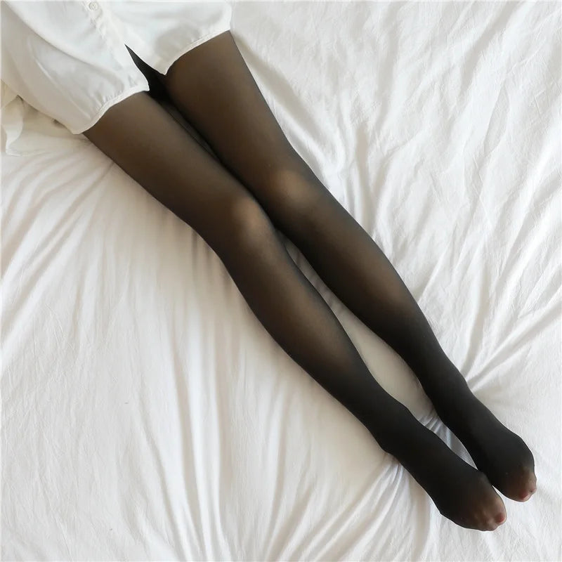 Winter Warm Leggings Sexy Slim Translucent Pantyhose Nylon Tights High Waist Elastic Solid Socks Pants Women Thermal Legging