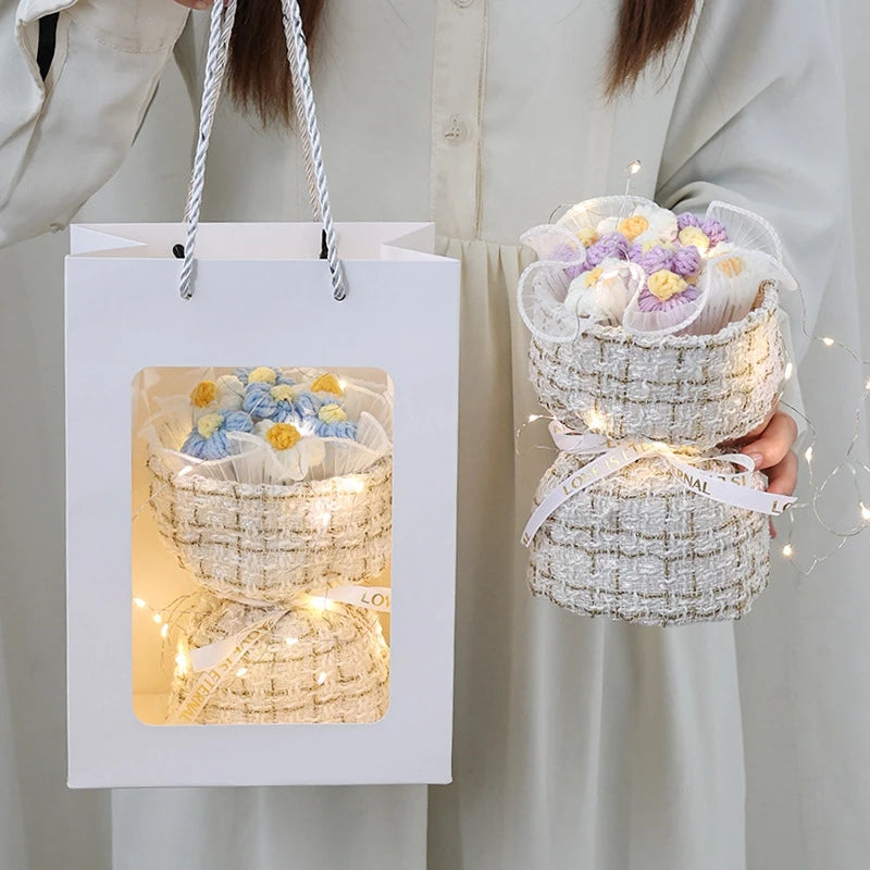 Crochet Flowers Bouquet Rose Hand-Knitted Graduation Flowers Bouquet Wedding Party Decoration Birthday Graduation Gifts - Heavenly shershelle