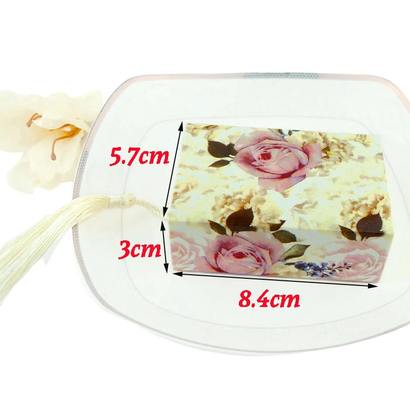 10Pcs Drawer Candy Gift Box Floral Jewelry Cute Wedding Favor Gift Packaging Box With Tassel Thank You Birthday Party Decoration