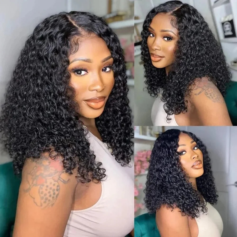 Curly Bob Pre Plucked Brazilian Human Wig 13x4 13x6 5x5 HD Lace Frontal Deep Wave Natural Short Bob Black Hair For Women Wigs