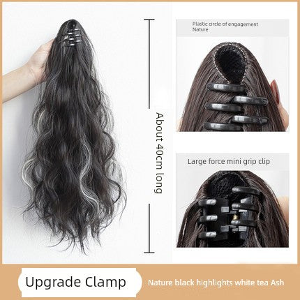 Internet Celebrity Wig Ponytail Women Grip Korean style Pear Flower Curly Hair Natural Simulation Hair Seamless High Ponytail Twist Fake Braid