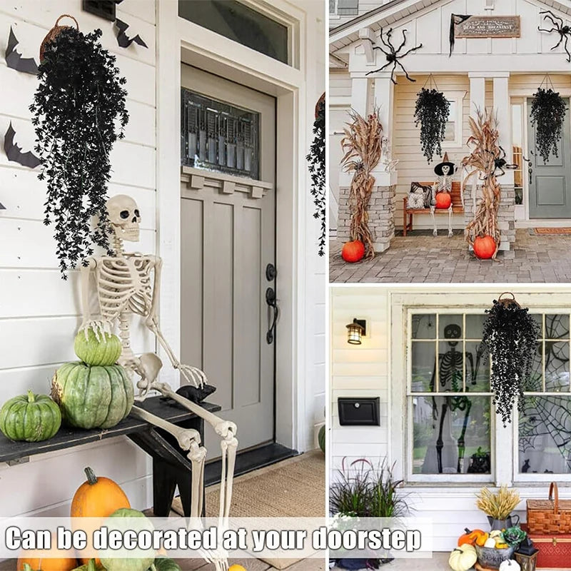 1/2/3Pcs Artificial Eucalyptus Plant 70CM Fake Plant Hanging Black  Vine for Home Decor Outdoor Halloween Thanksgiving Ornament