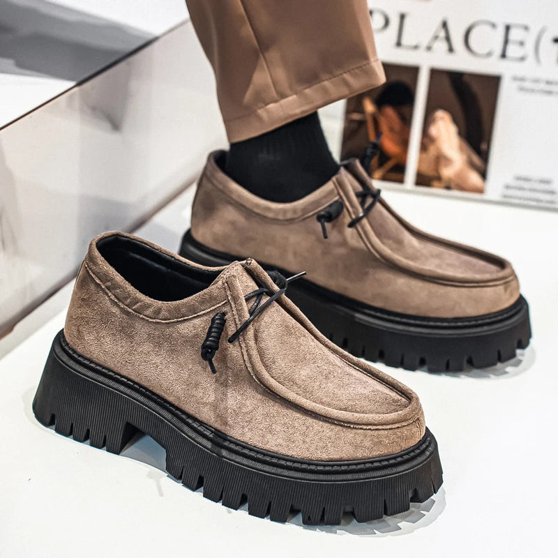 Men's Shoes 2025 Autumn New Style High-heel Thick-soled Loafers, Durable and Retro Casual Shoes, Everyday Street Trend Sneakers