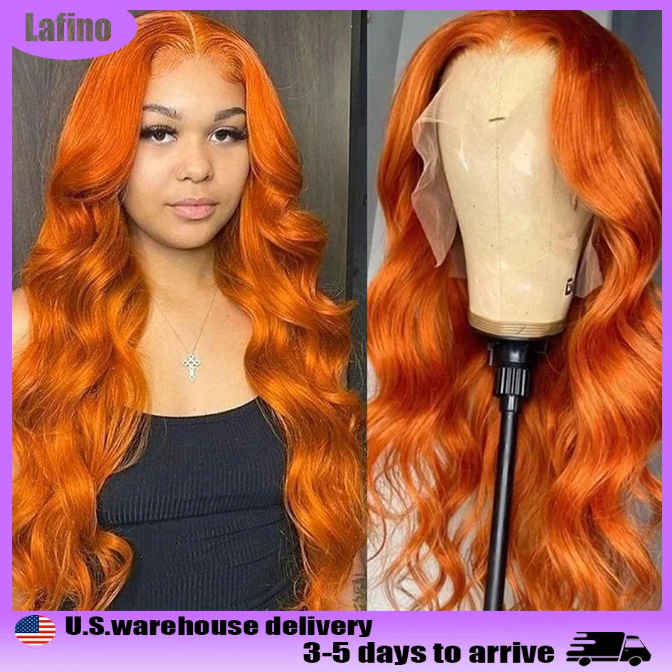 Lafino Ginger Hd Lace Wig 13x6 Human Hair Loose Body Wave 13x4 Lace Frontal Body Wave Wigs Orange Wig 350 Colored Human Hair Wig