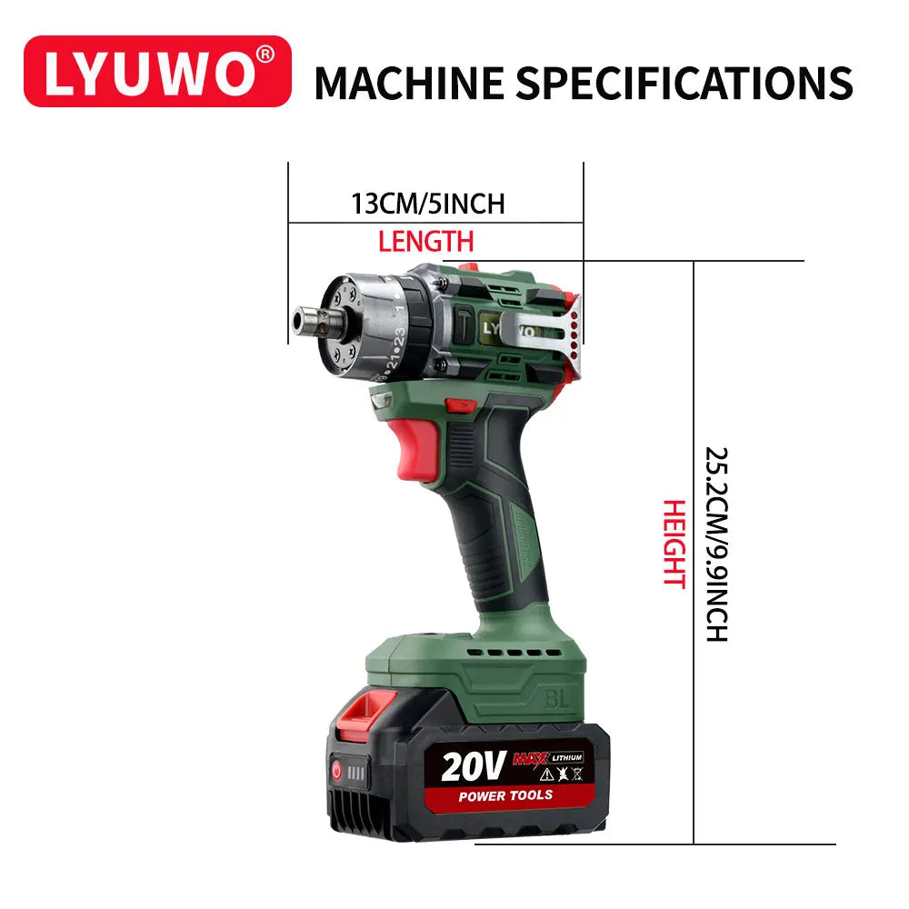 LYUWO 25+3 Brushless Impact Rechargeable Cordless Electric Screwdriver, Drill And Multifunctional LED Dual Speed Electric Tool - Heavenly shershelle
