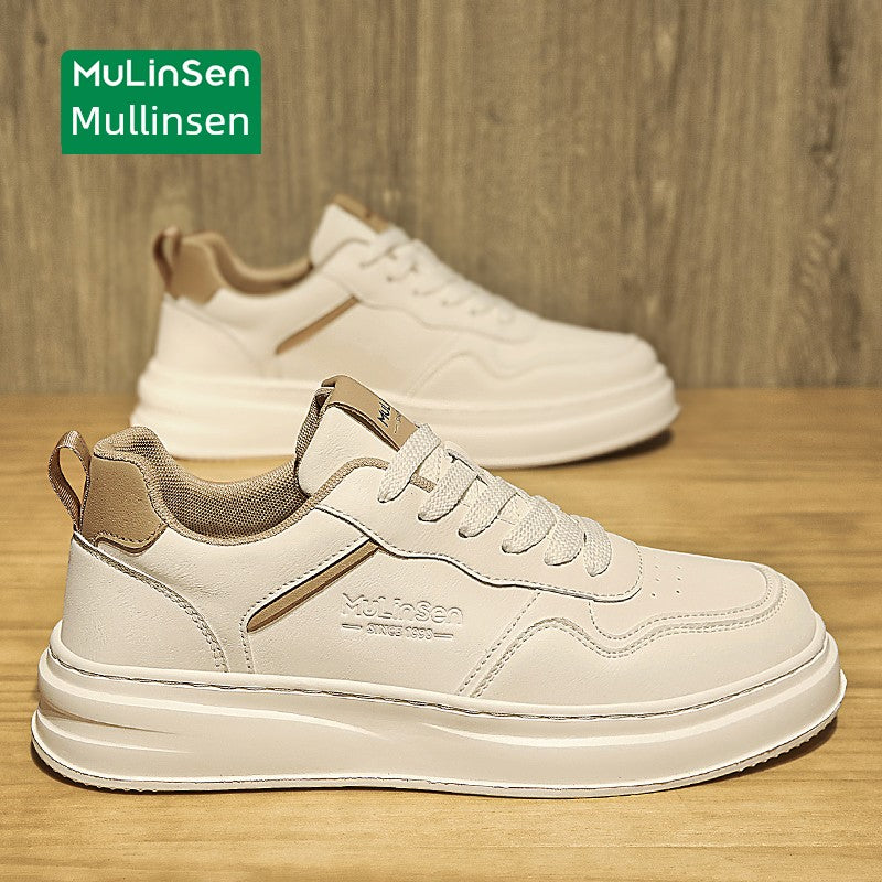 Mlskms-Vautid Men's Shoes Autumn and Winter Sports Casual Borad Shoes Male Leather Work Men's White Shoes Low Ankle Soft Bottom Stylish Shoes