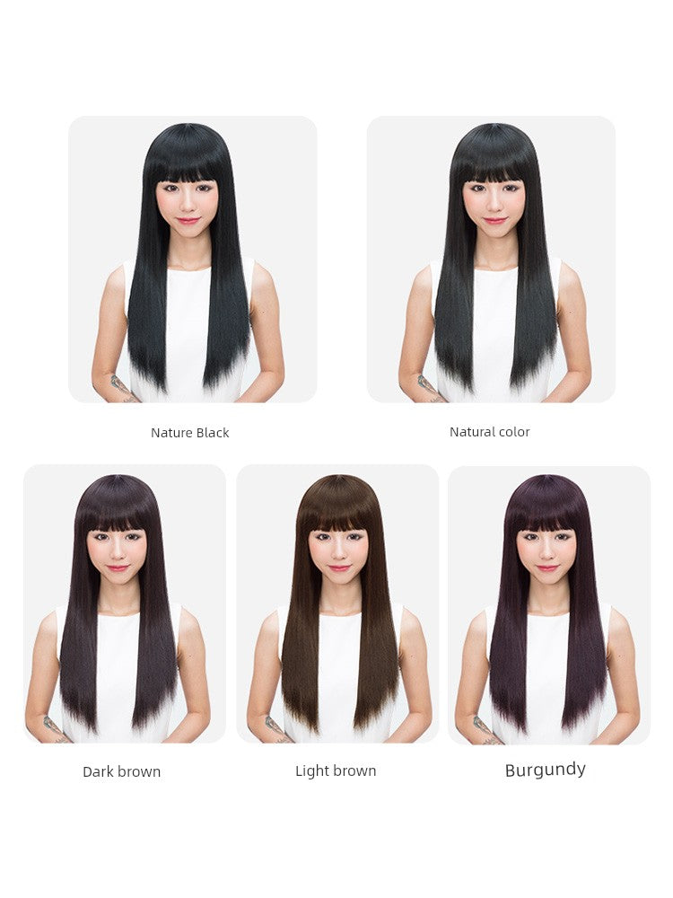 Wig Women's Long Hair Full-Head Wig Mid Length Long Length Hairstyle Straight Hair Straight Bangs Nature Artificial Hair Wig Sheath Nature Hair - Heavenly shershelle