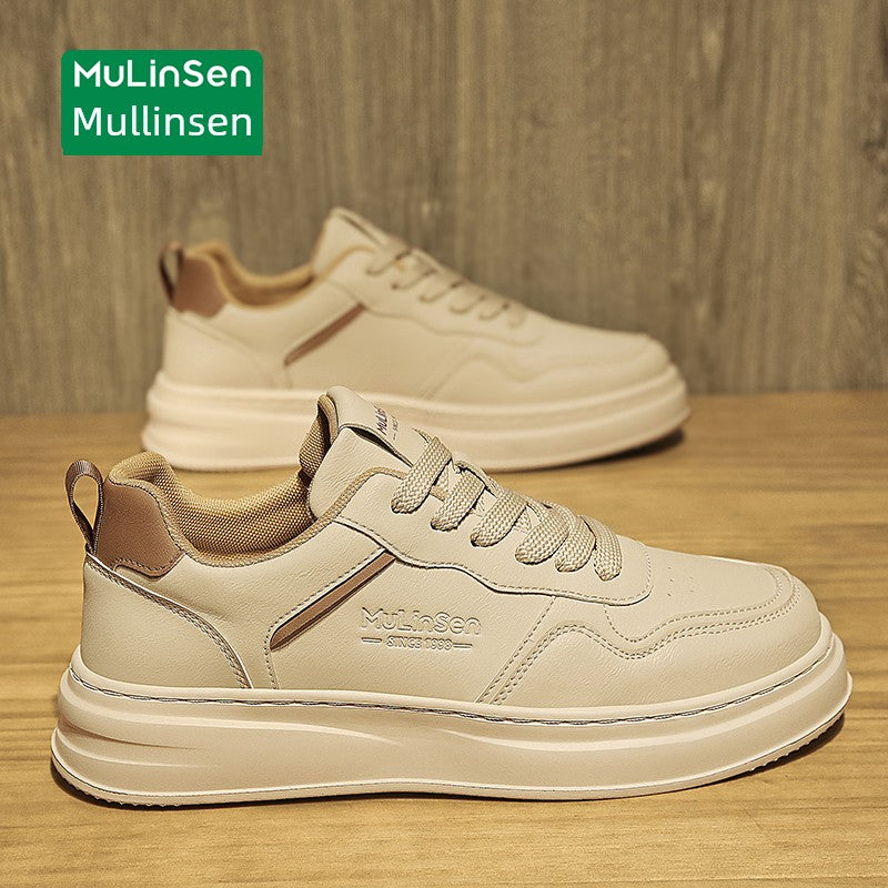 Mlskms-Vautid Men's Shoes Autumn and Winter Sports Casual Borad Shoes Male Leather Work Men's White Shoes Low Ankle Soft Bottom Stylish Shoes