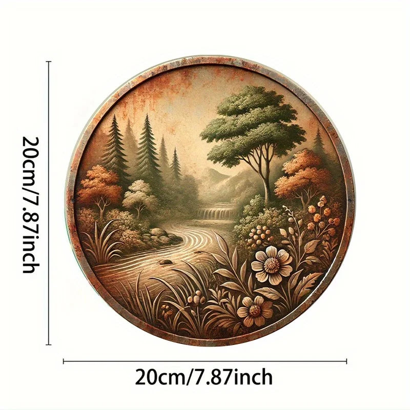 1pc Whimsy Woods Metal Wall Art, 7.8"x7.8" Colorful Forest Decor, Durable and Easy to Maintain for Home and Garden