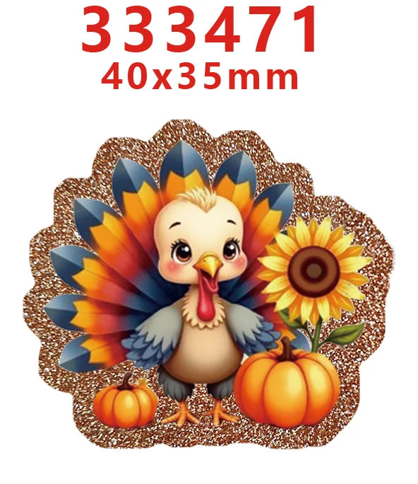 10 Pcs Fall Thanks Giving Glitter Acrylic Planar Resins Cartoon Christmas For DIY Making Hair BowsCrafts 334123