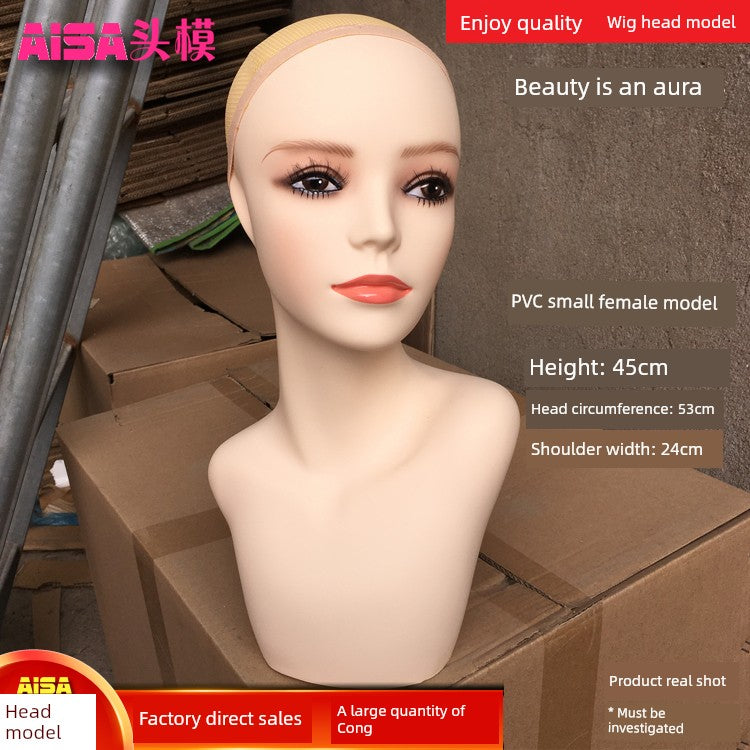 PVC Material Model Head New Arrival Small Size 34cm High-Selling Female Model Wig Scarf Ornament Model for Jewelry Display