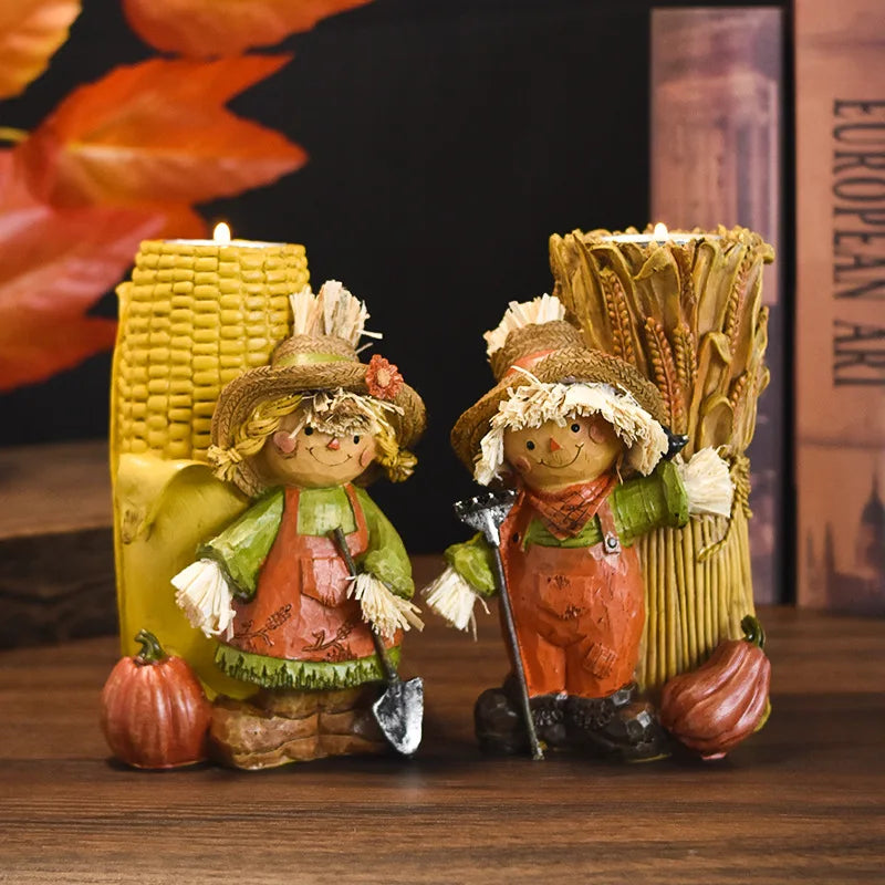 Halloween Pumpkin Harvest Festival Straw Doll Decoration Thanksgiving Turkey Resin Craft Decoration