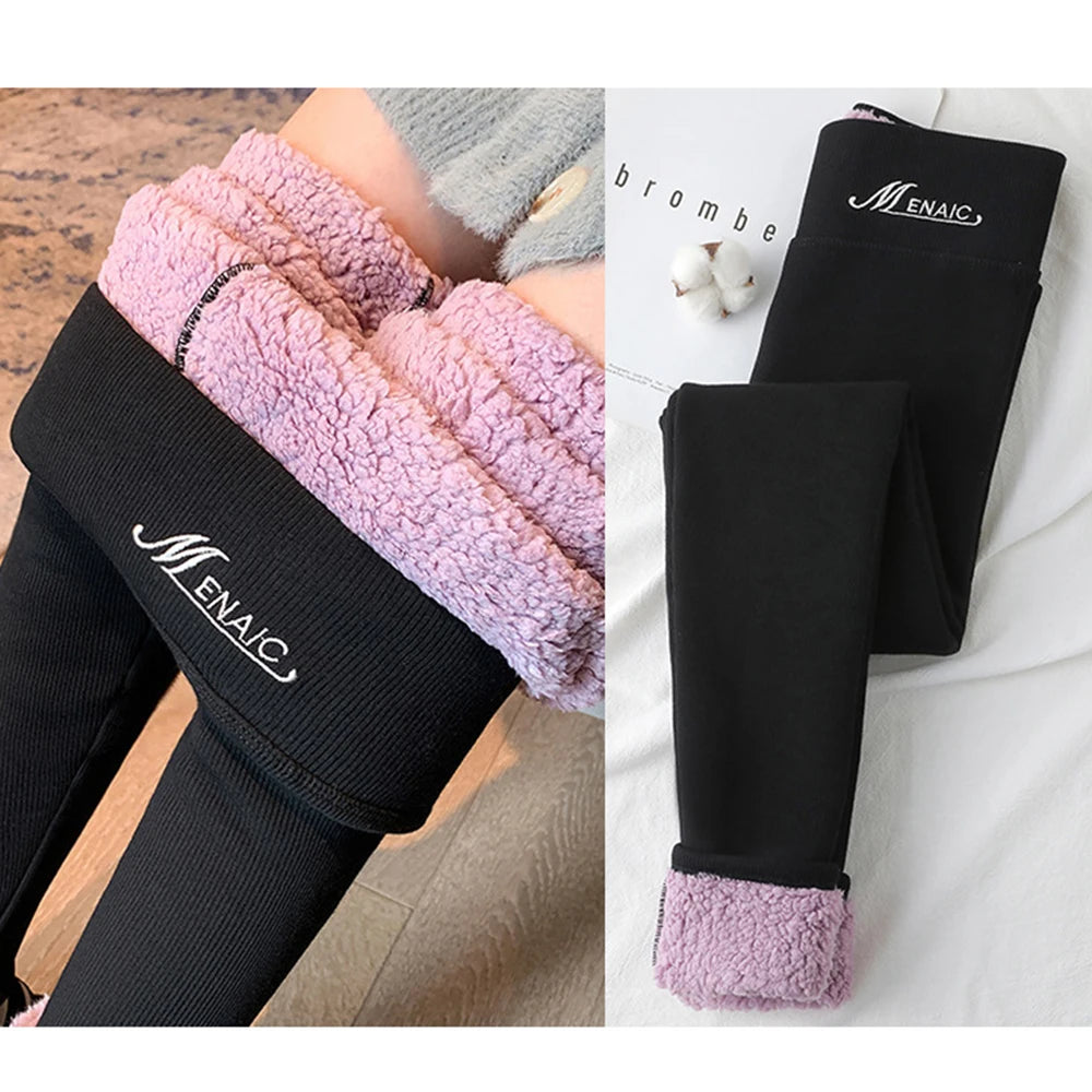Winter Leggings For Women Thermal Underwear Solid Color Velvet Thicken Warm Pants High Waist Leggings Stretchy Leggings Trousers