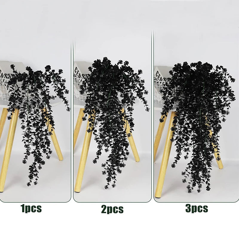 1/2/3Pcs Artificial Eucalyptus Plant 70CM Fake Plant Hanging Black  Vine for Home Decor Outdoor Halloween Thanksgiving Ornament