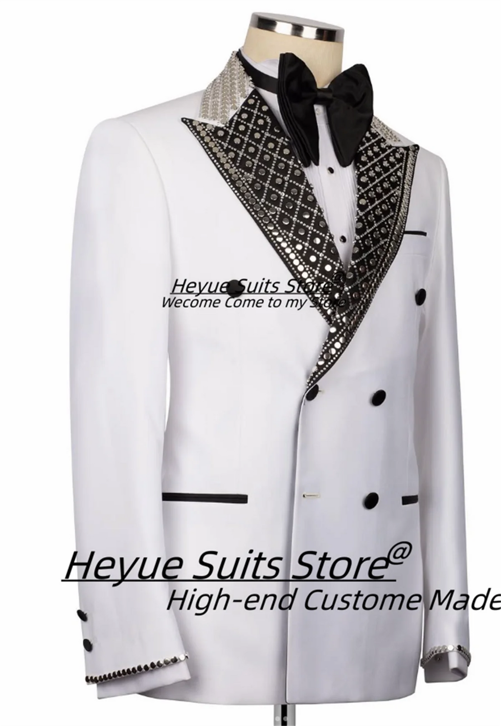 High-end Formal Men Suits Slim Fit Peak Lapel Groom Wedding Tuxedos 2 Pieces Sets Male Double Breasted Blazers Costume Homme