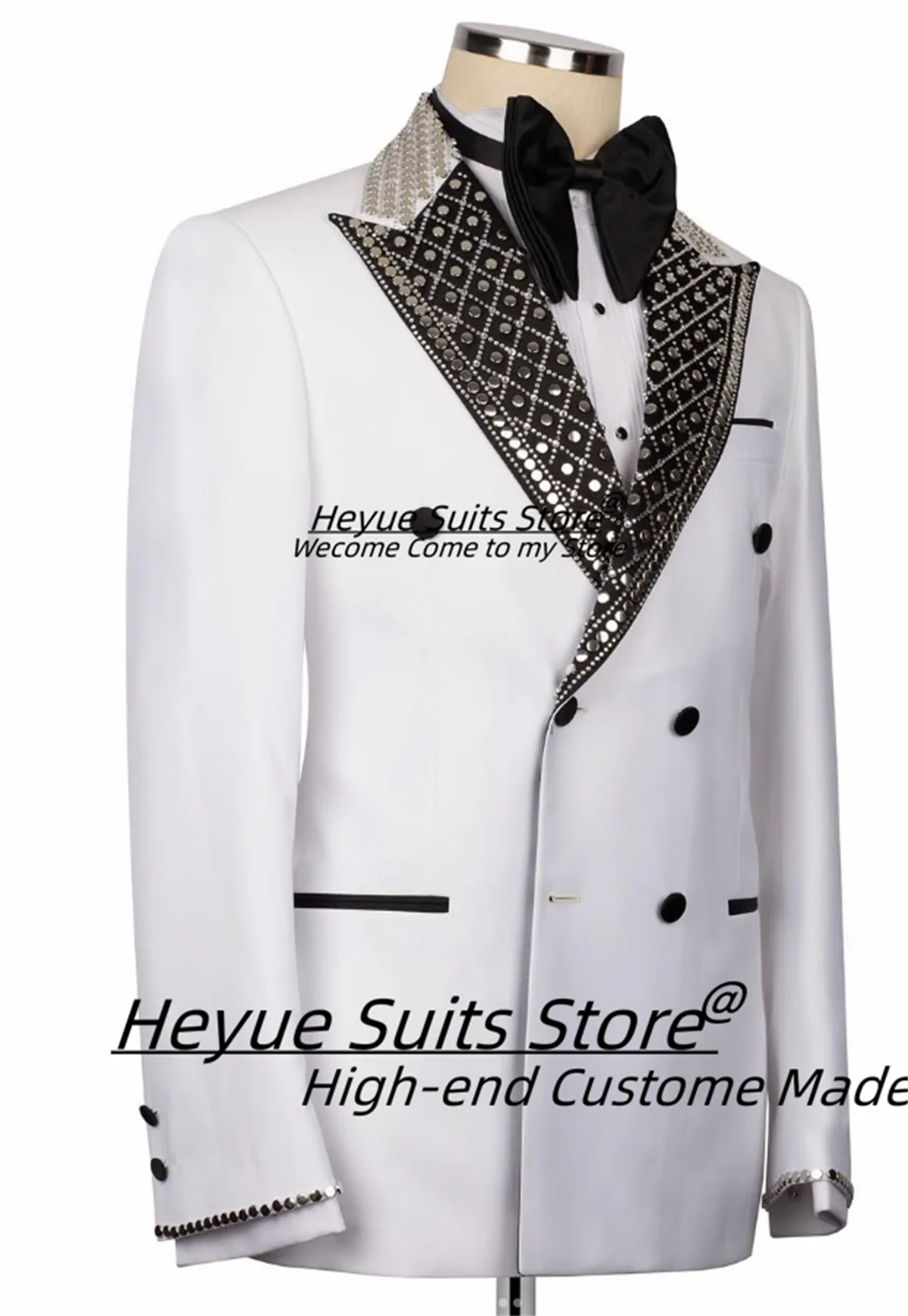 High-end Formal Men Suits Slim Fit Peak Lapel Groom Wedding Tuxedos 2 Pieces Sets Male Double Breasted Blazers Costume Homme