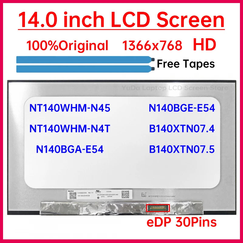 14" Laptop LCD Screen NT140WHM-N45 N4T N140BGA N140BGE-E54 B140XTN07.4 7.5 For Dell Latitude 3420 5400 5401 Display Matrix Panel