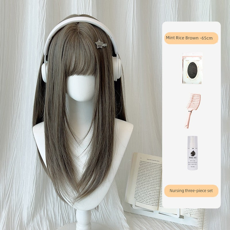 [Riman Lady] There Is a Village Frame Pure Wig Female High Level Two-Dimensional Japanese Style Long Straight Hair Artificial Hair Full-Head Wig - Heavenly shershelle