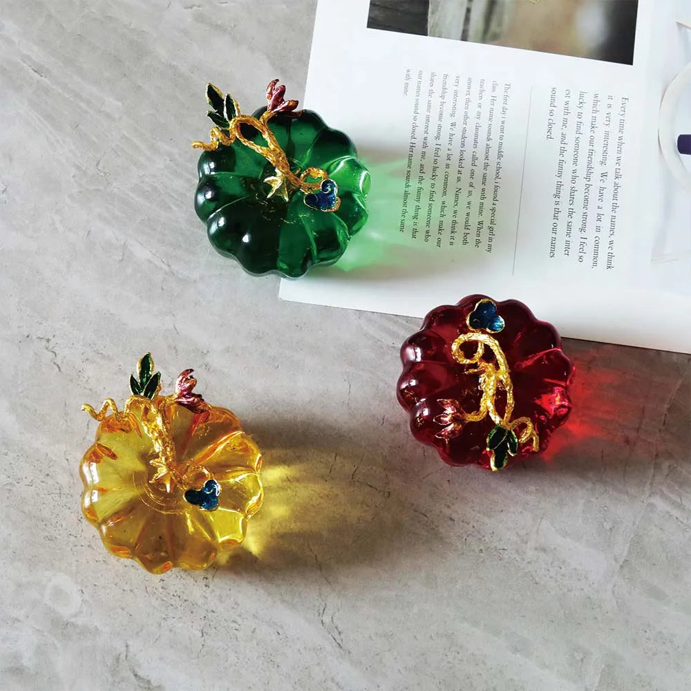 1pc Crystal Glass Pumpkin Collectible Figurine, Pumpkin Decor for Fall Harvest Halloween Thanksgiving Table Decoration