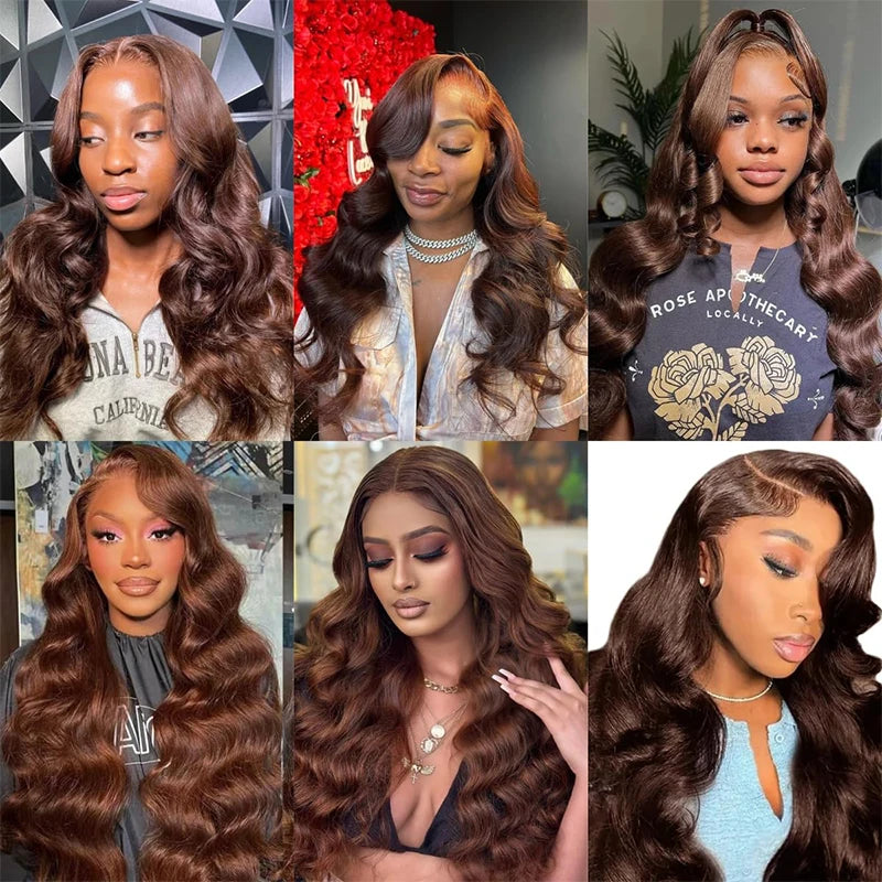 30 36 Inch Chocolate Brown Human Hair Wigs 13x4 13x6 Body Wave Lace Front Wigs Human Hair Pre plucked Brazilian Remy Hair Wig