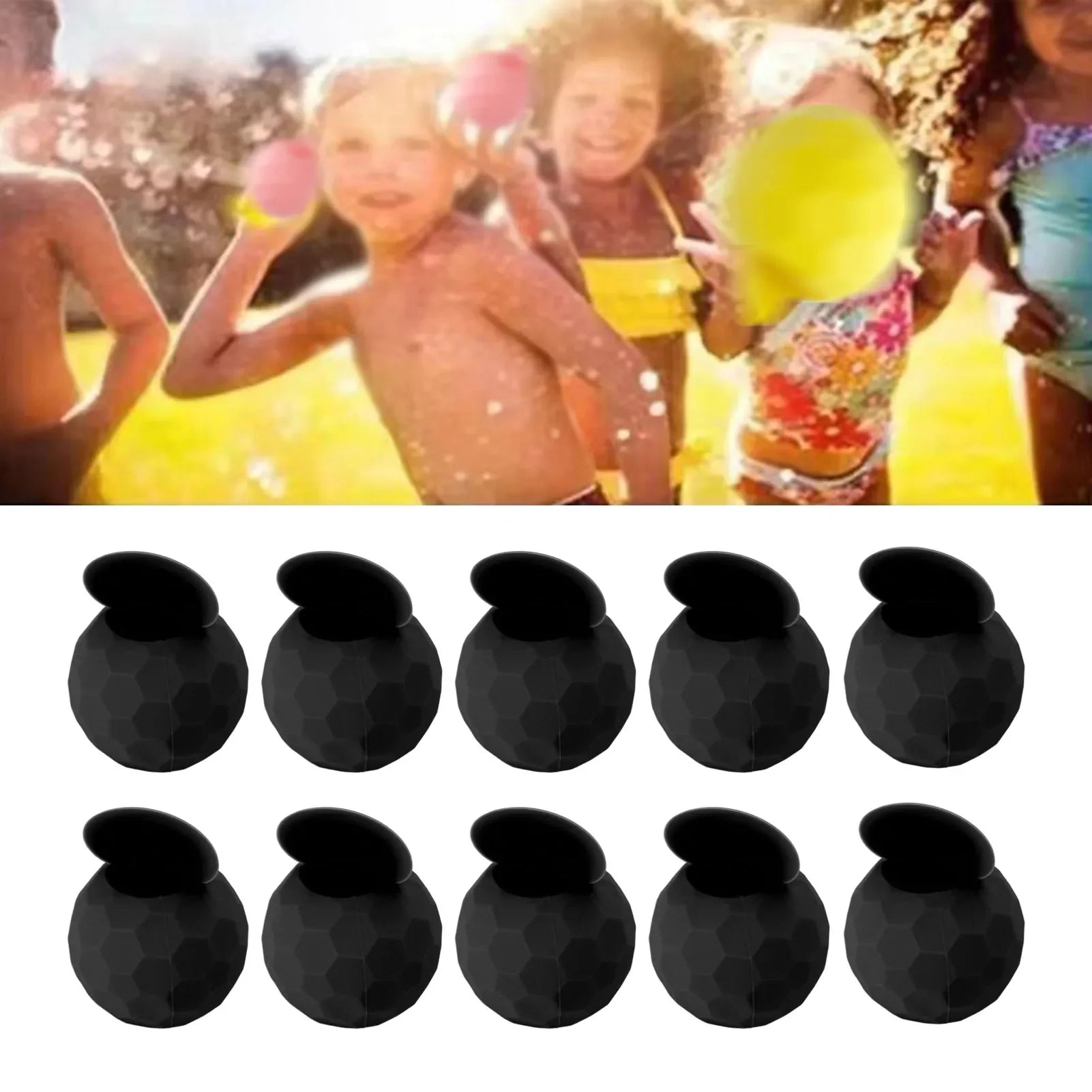 10 Pcs Reusable Water Balloons Silicone Water Balloons Self Sealing Quick Fill Summer Pool Beach Party Game Toy Black