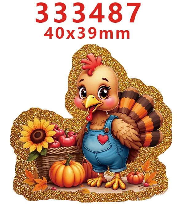 10 Pcs Fall Thanks Giving Glitter Acrylic Planar Resins Cartoon Christmas For DIY Making Hair BowsCrafts 334123