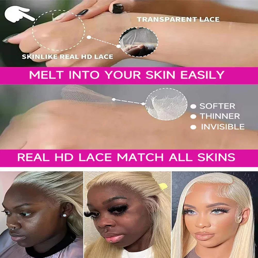 613 Honey Blonde 13x4 13x6 HD Lace Front Human Hair Wig Short Bob 8-16 Inches Wig Bone Straight Bob Wigs For Black Women - Heavenly shershelle