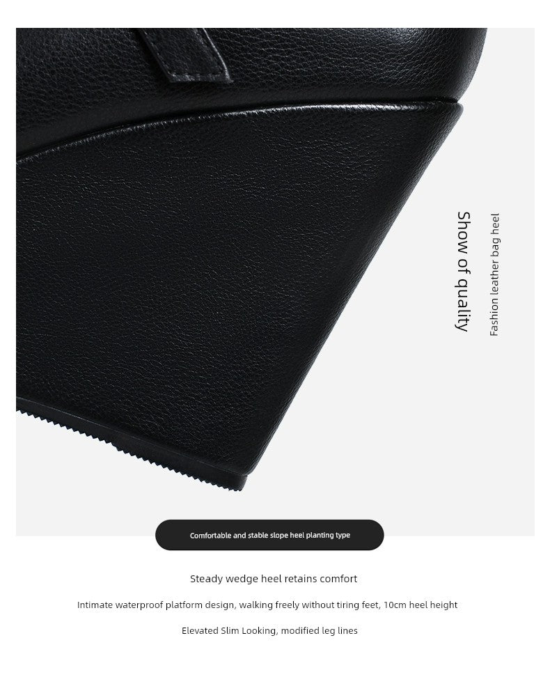 Thick Sole round Toe Wedge Soft Surface Waterproof Platform Strap - Heavenly shershelle