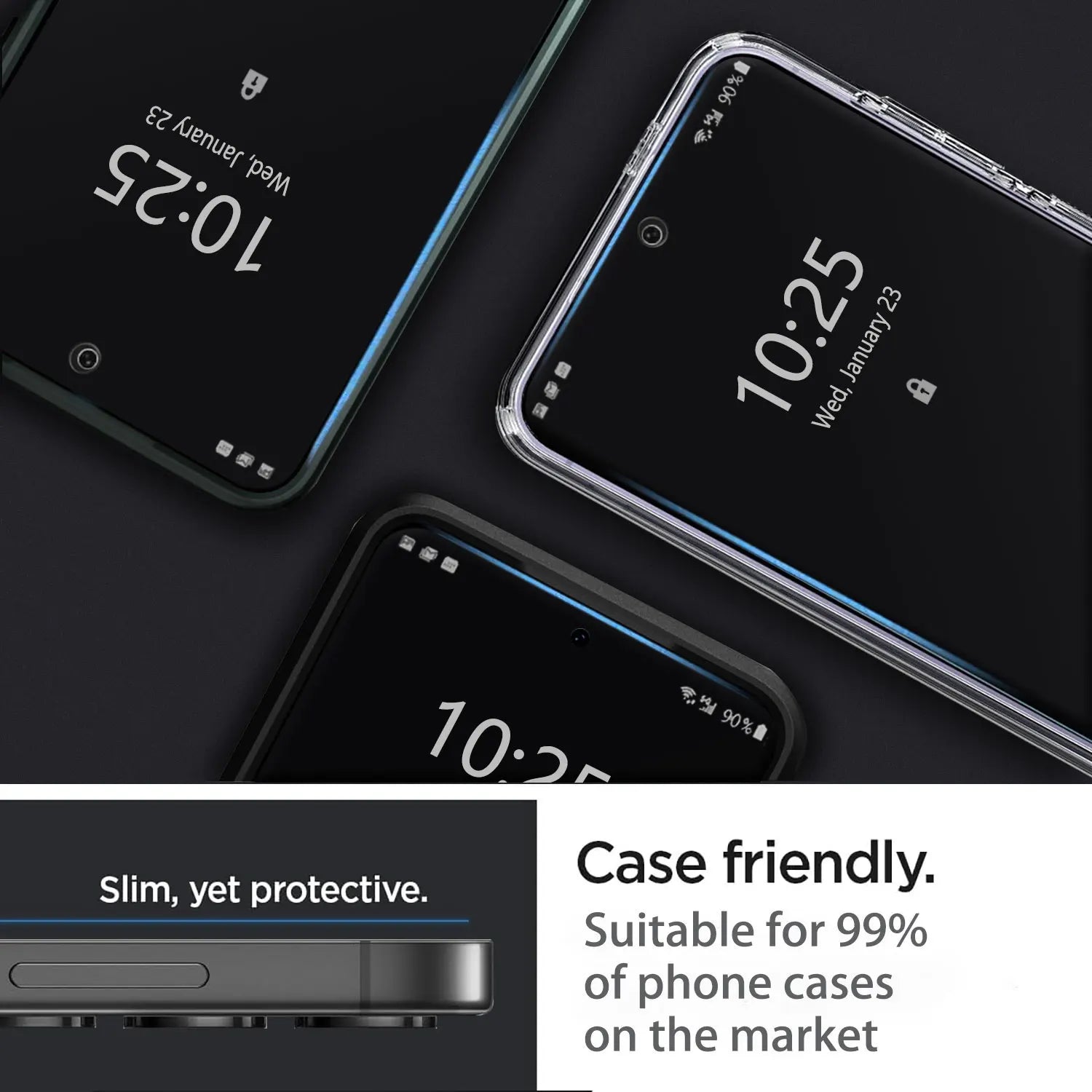 For Samsung Galaxy S24/S24 Plus/S24+/S24 Ultra 5G Case Friendly Full Coverage Clear Tempered Glass Screen Protectors 4-Pack