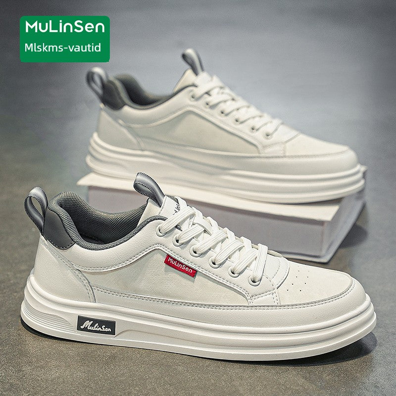 Mlskms-Vautid Men's Shoes Autumn and Winter Sports Casual Borad Shoes Male Leather Work Men's White Shoes Low Ankle Soft Bottom Stylish Shoes